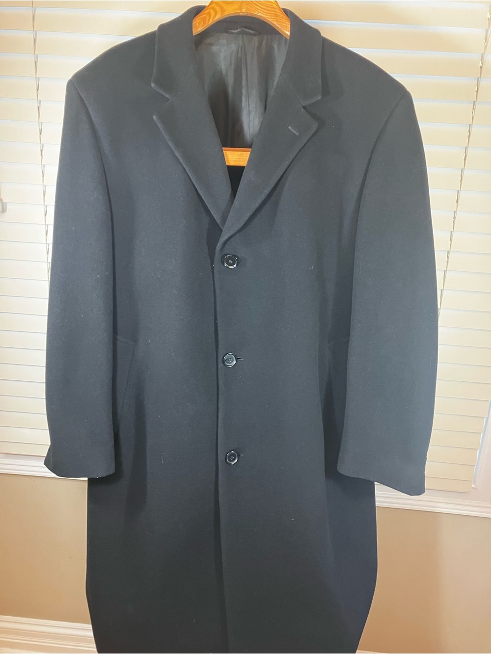 Italian Dario Men's Black Double-Breasted top Coat - Classic Wool Cashmere Blend
